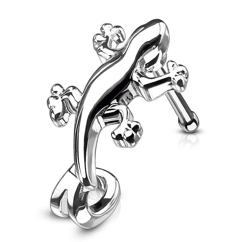 Gecko Lizard Nose Bone Stud - Stainless Steel