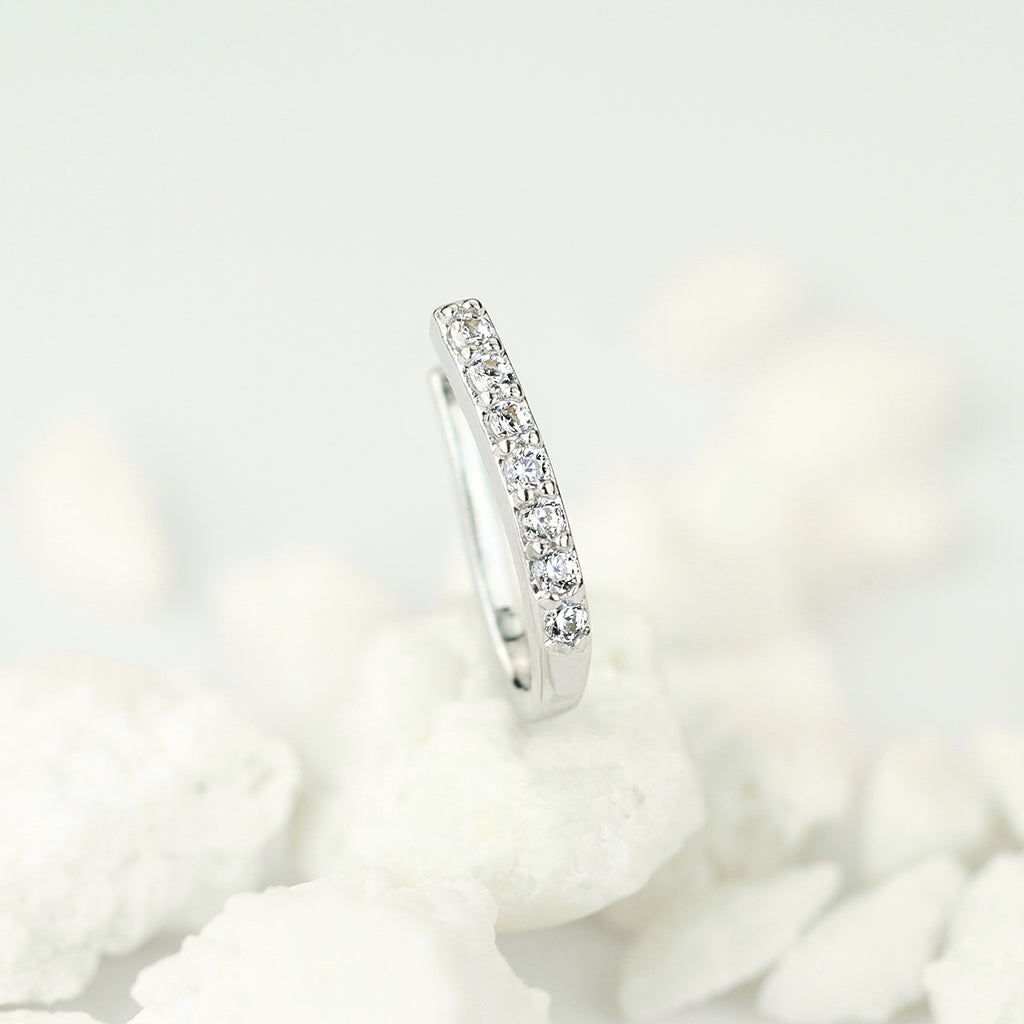CZ Crystal Lined Bar Non Piercing Nose Clip - Brass