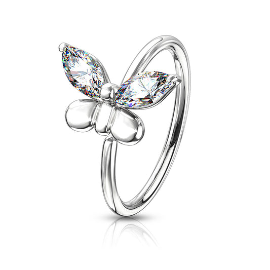 CZ Crystal Butterfly Bendable Annealed Nose Cartilage Ring