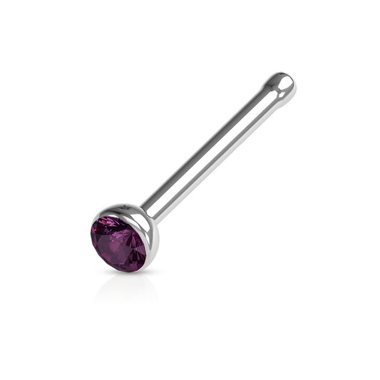 Press Fit CZ Crystal Gem Nose Bone Stud - Stainless Steel