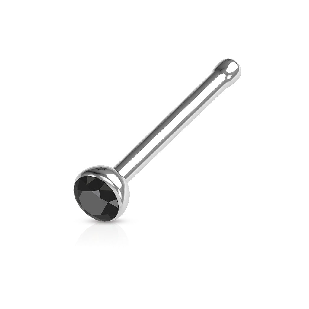 Press Fit CZ Crystal Gem Nose Bone Stud - Stainless Steel