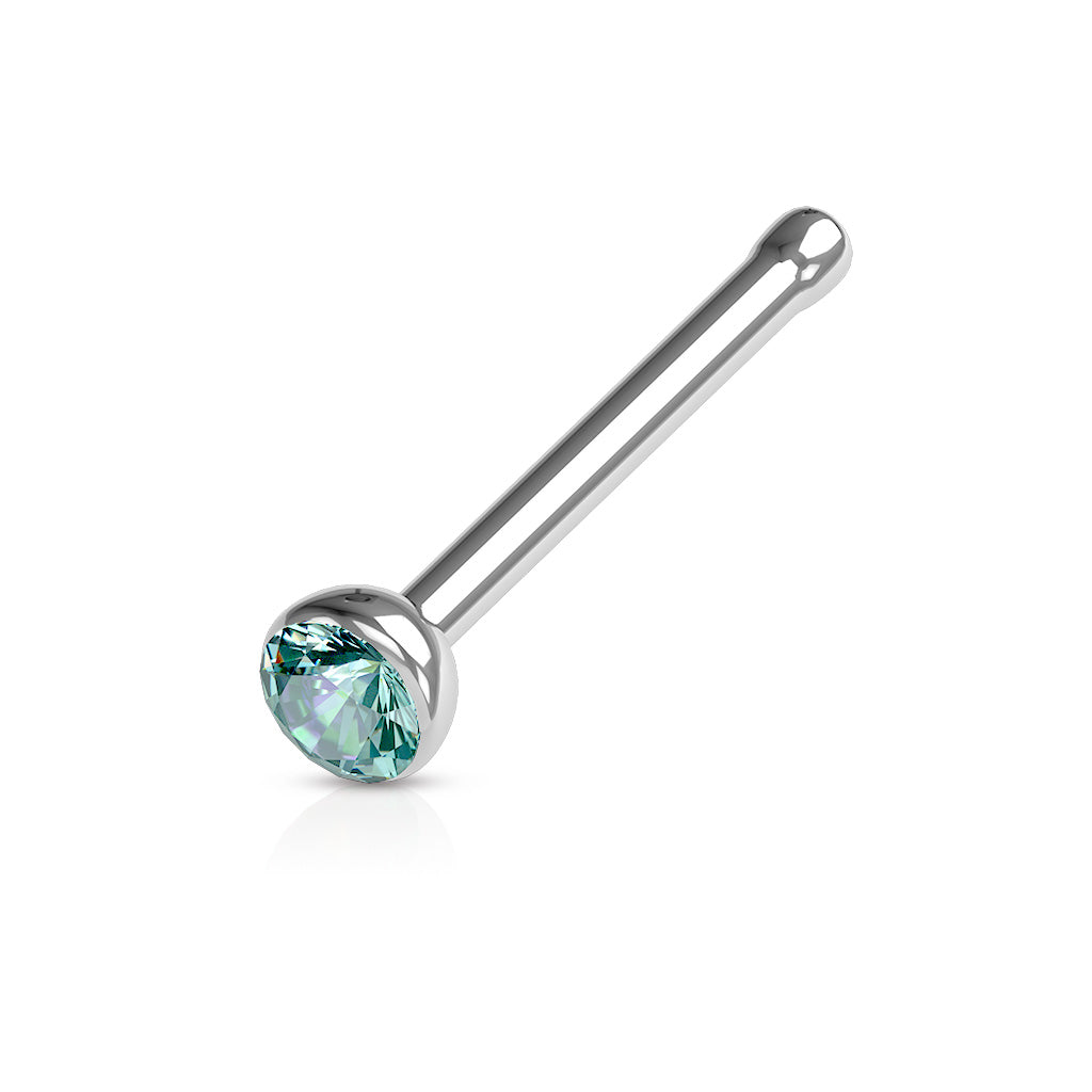 Press Fit CZ Crystal Gem Nose Bone Stud - Stainless Steel