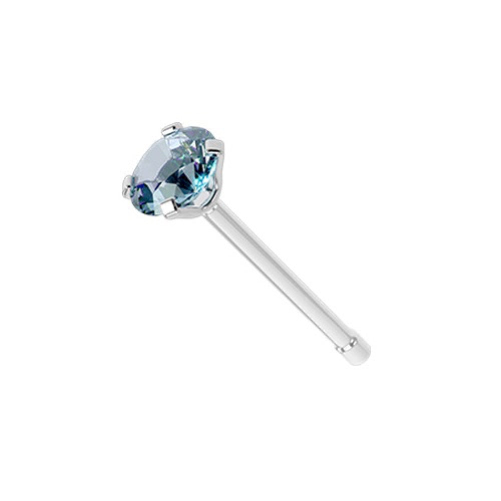 Prong Set CZ Crystal Gem Nose Stud - Stainless Steel