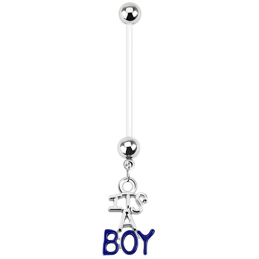 It's a Boy/It's a Girl Maternity Pregnancy Dangling Belly Button Ring - Bioflex