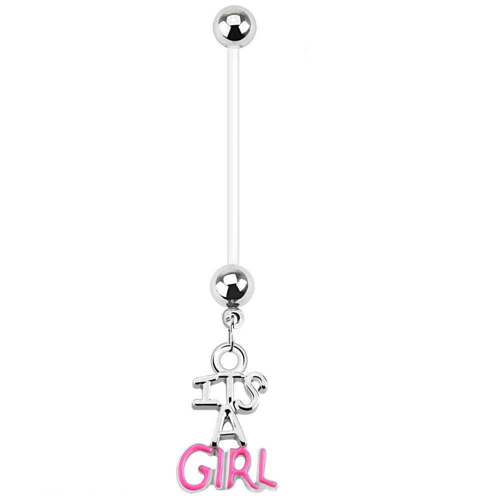 It's a Boy/It's a Girl Maternity Pregnancy Dangling Belly Button Ring - Bioflex