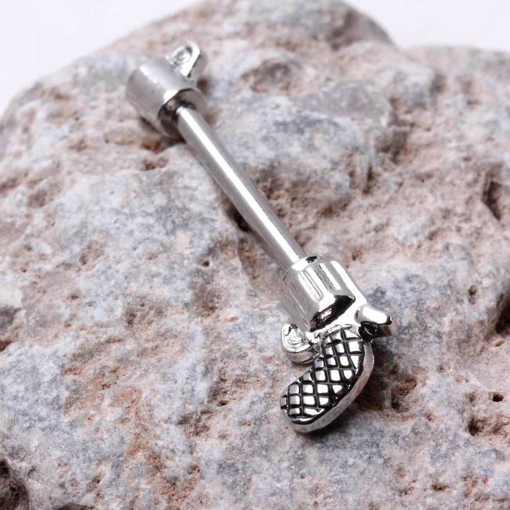 Gun Pistol Revolver Nipple Barbells - 316L Surgical Steel - Pair