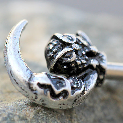 Gothic Owl and Moon Skeleton Key Nipple Bars - Stainless Steel - Pair
