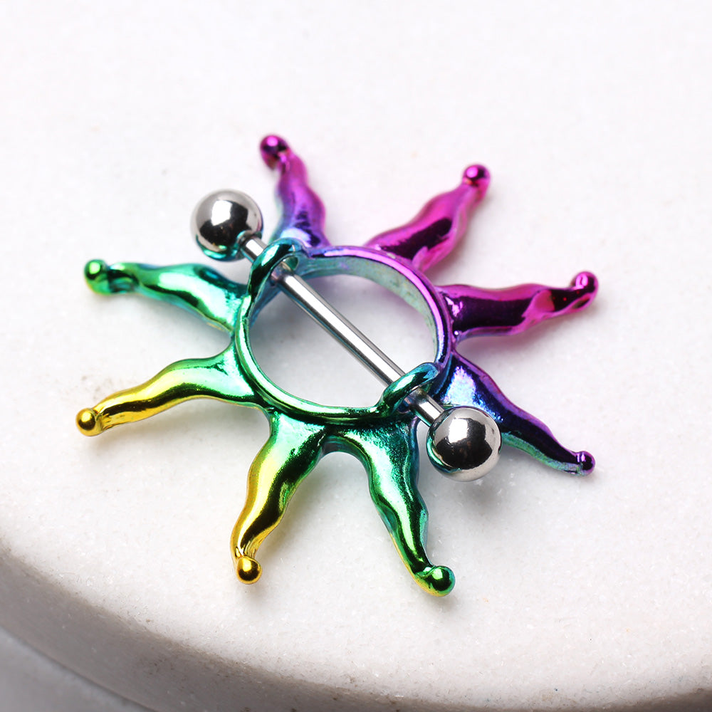 PVD Plated Rainbow Sunburst Nipple Shields - 316L Stainless Steel - Pair