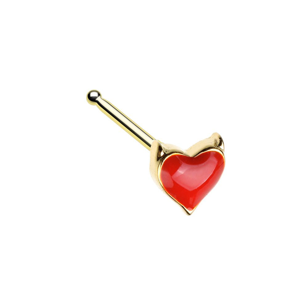 Devil's Heart Nose Bone Stud - Stainless Steel