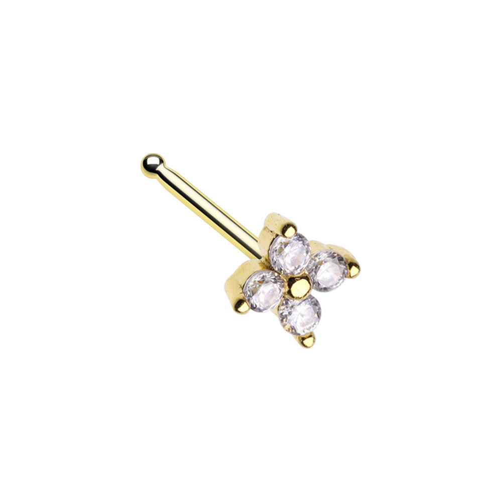 Prong Set CZ Crystal Flower Nose Bone Stud
- Stainless Steel