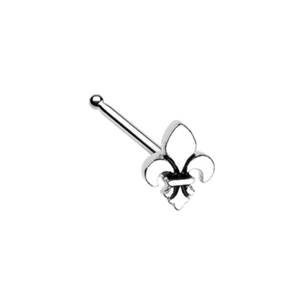 Fleur De Lis Nose Bone Stud - Stainless Steel