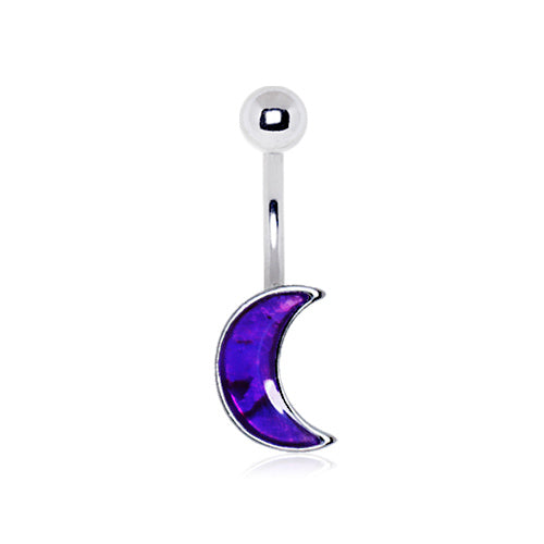 Galaxy Moon Belly Button Ring - 316L Stainless Steel