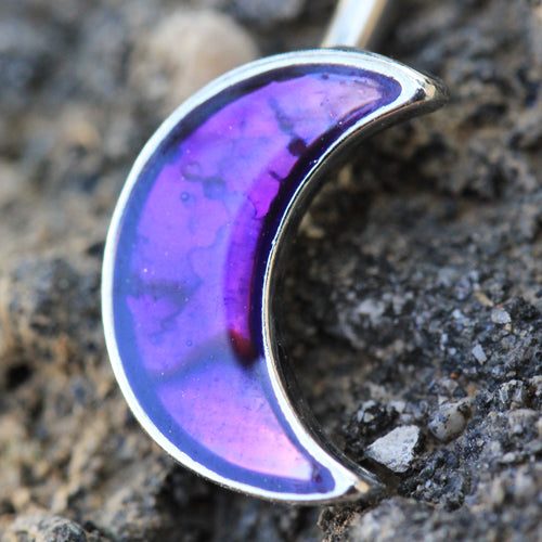 Galaxy Moon Belly Button Ring - 316L Stainless Steel