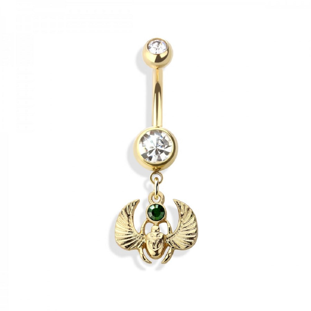 Egyptian Scarab Beetle Amulet Dangle Belly Button Ring
- 316L Stainless Steel