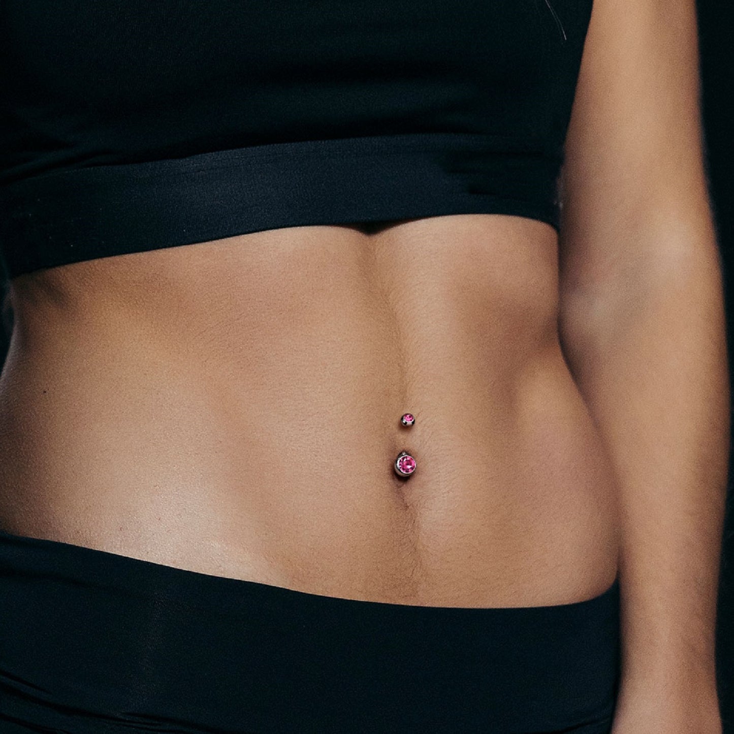 CZ Crystal Gem Internally Threaded Belly Button Ring - Stainless Steel