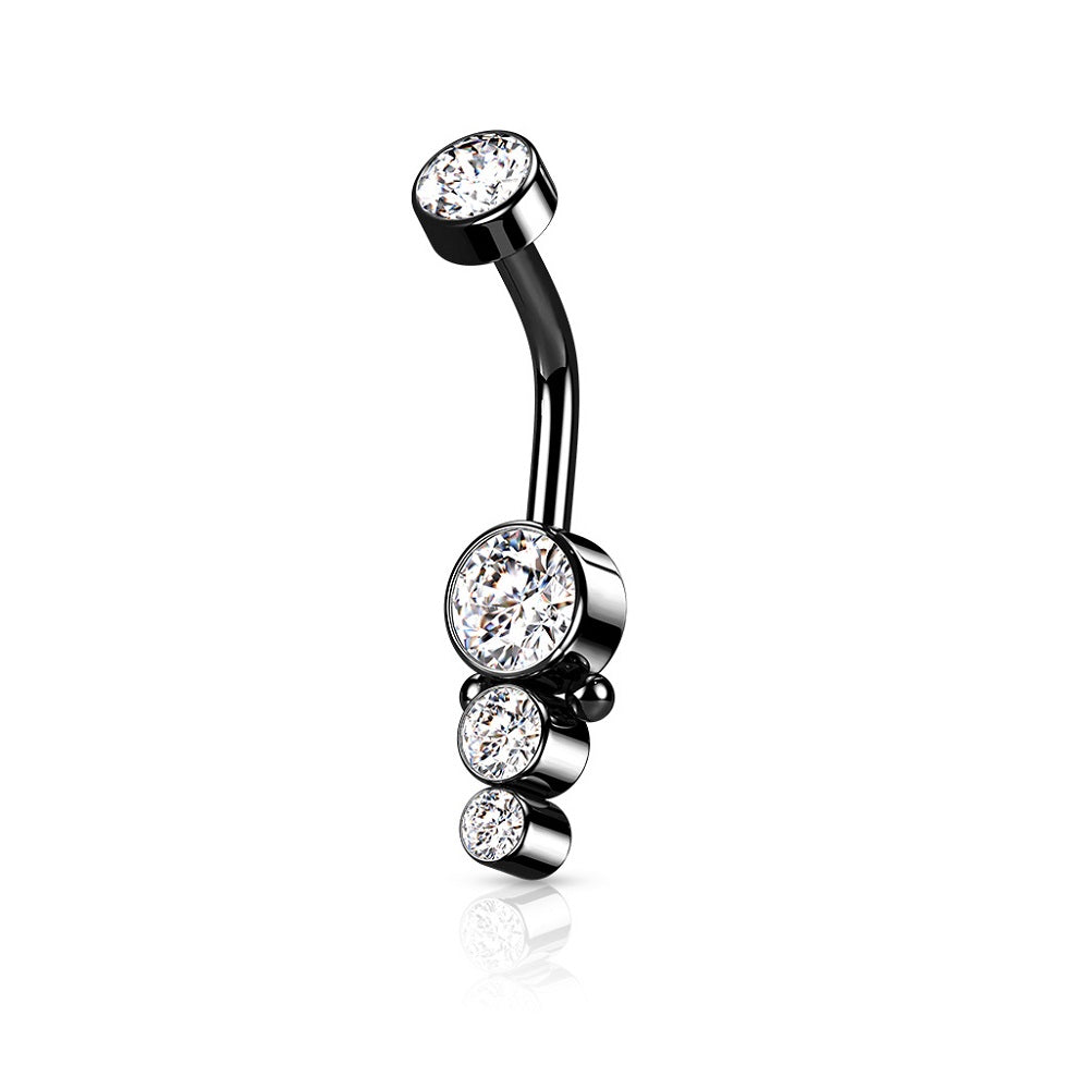 Internally Threaded CZ Crystal Cluster Dropdown Belly Button Ring
- 316L Surgical Steel