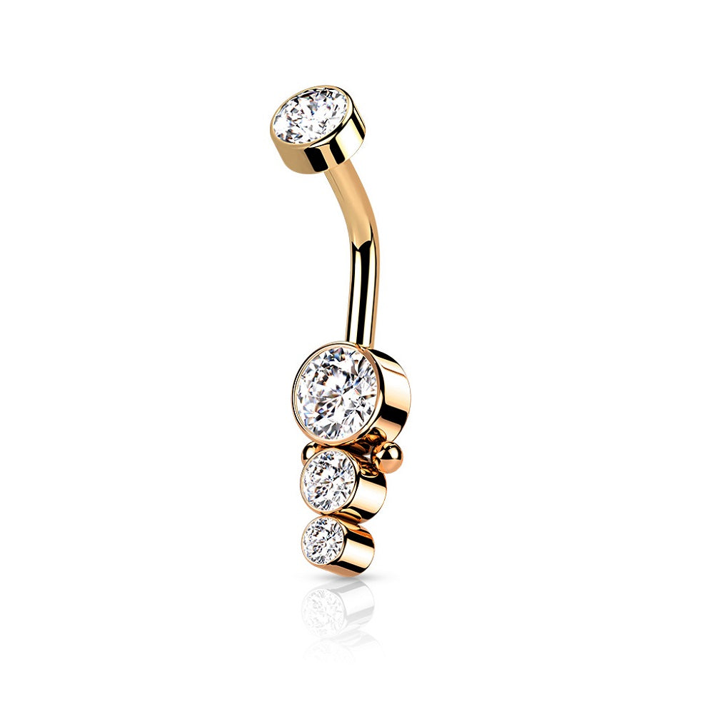 Internally Threaded CZ Crystal Cluster Dropdown Belly Button Ring
- 316L Surgical Steel
