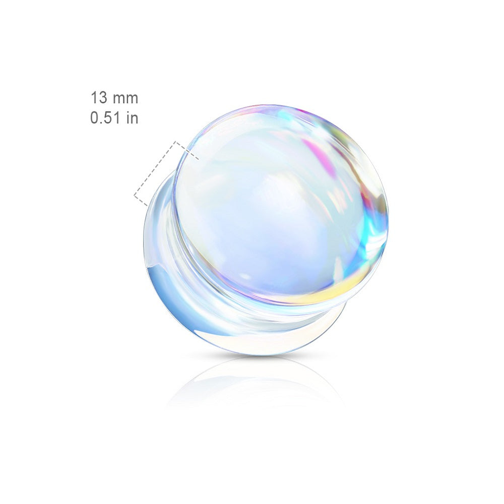 Iridescent Glass Double Flared Saddle Plug Gauges - Pair