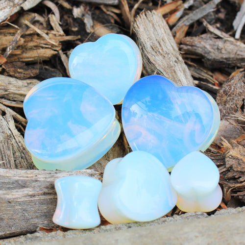 Synthetic Opal Heart Shaped Saddle Plugs