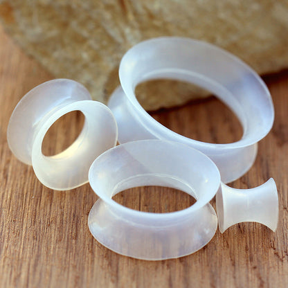 Clear Ultra Thin Double Flared Silicone Saddle Tunnels