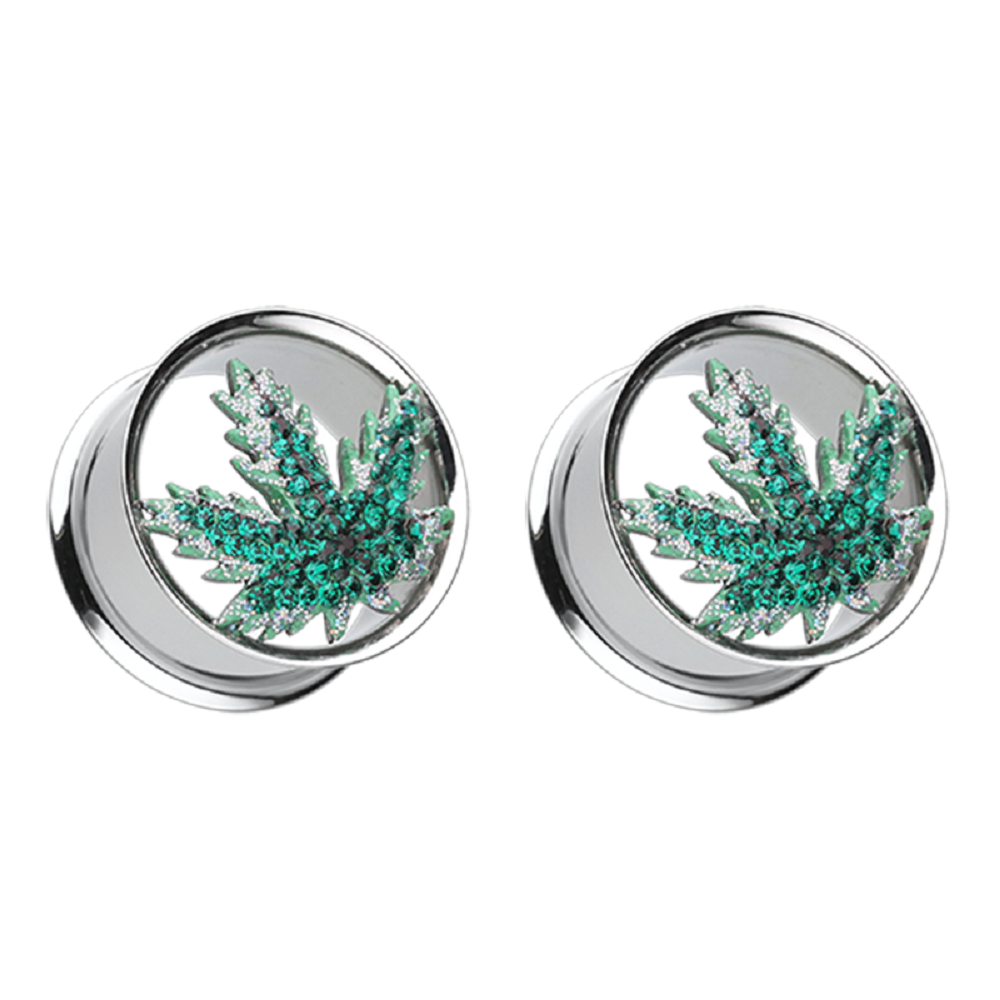 Glitter Pot Leaf Tunnels - Stainless Steel - Pair
