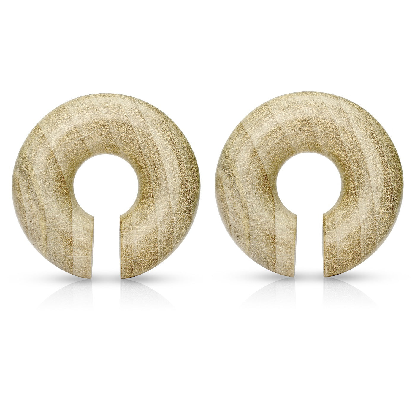 Organic Crocodile Wood Round Hoop Plugs - Pair