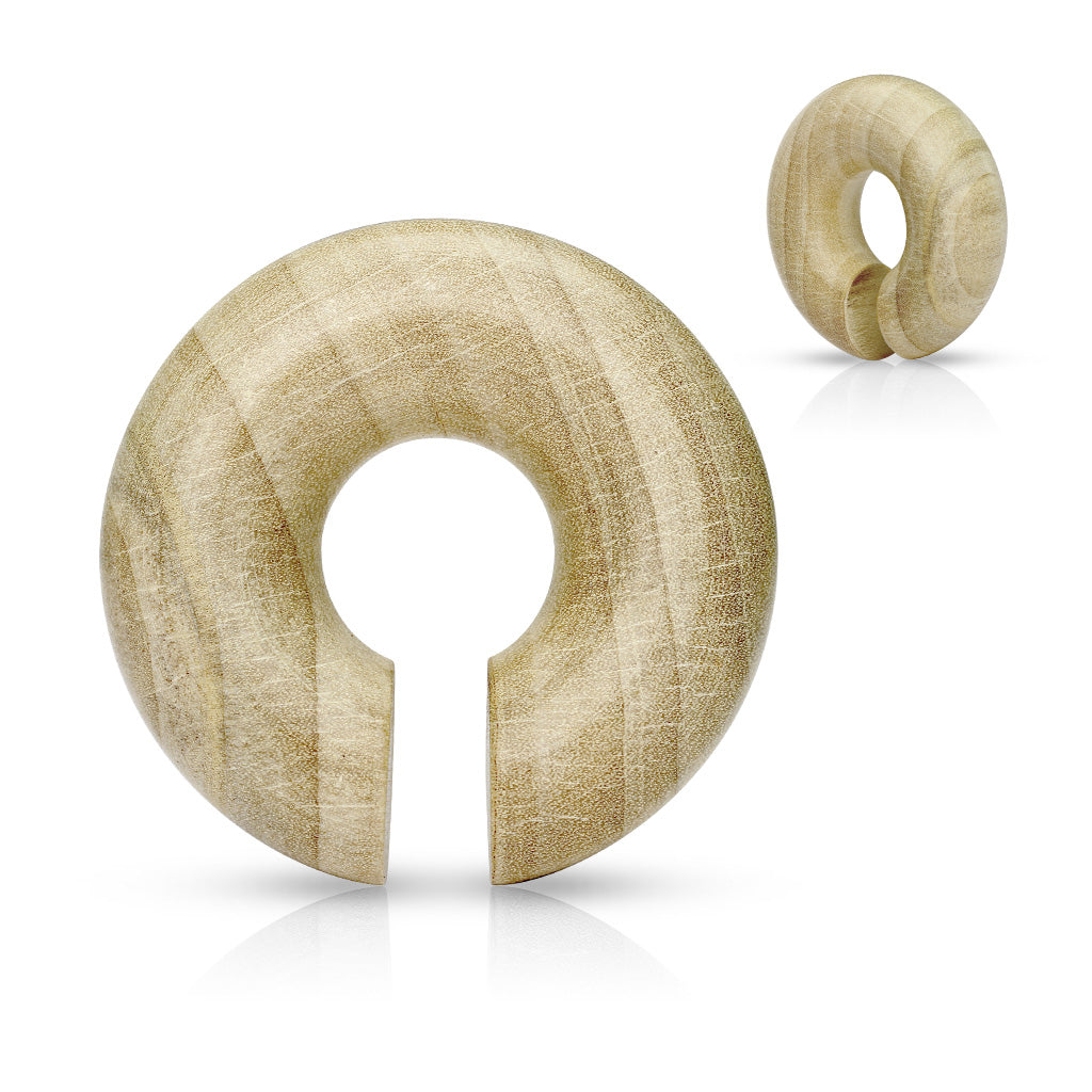 Organic Crocodile Wood Round Hoop Plugs - Pair