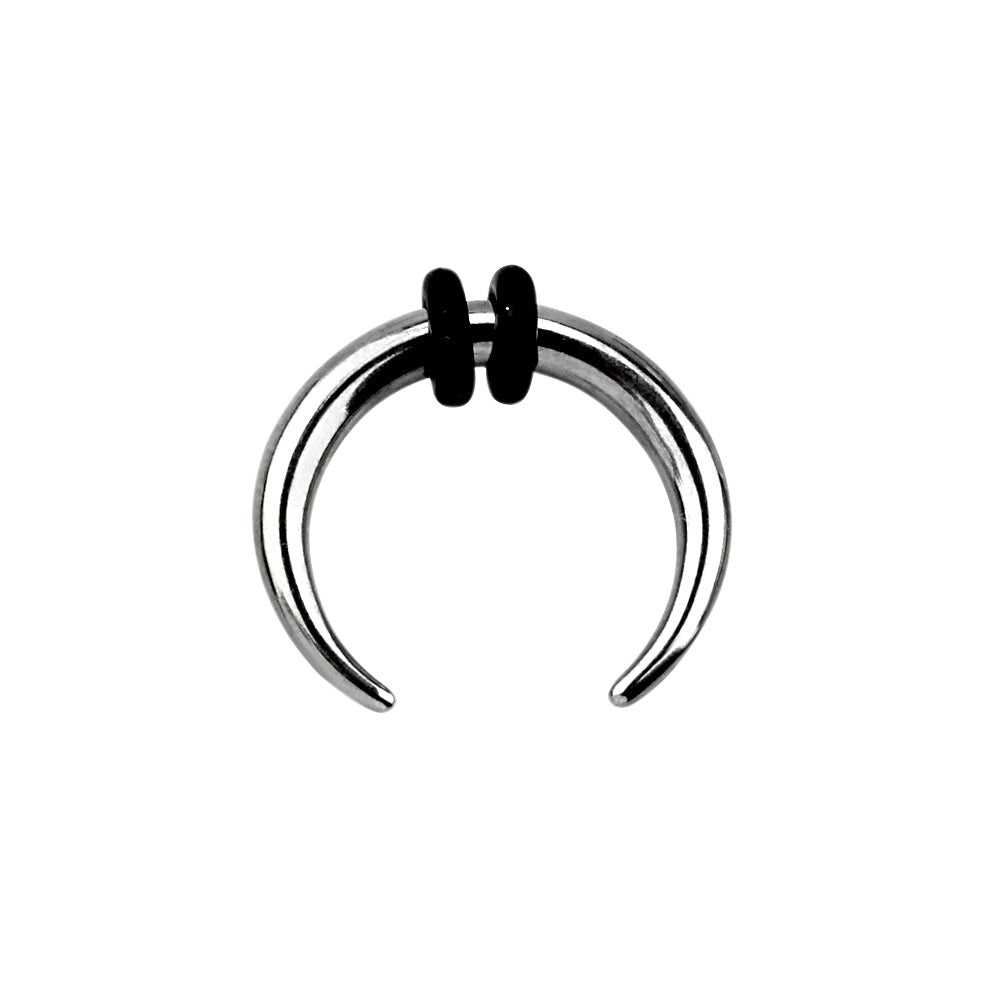 Septum Pincher Nose Ring with 2 Black O-Rings - Stainless Steel