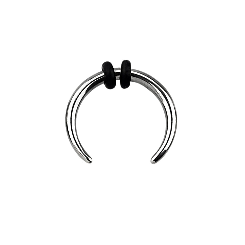 Septum Pincher Nose Ring with 2 Black O-Rings - Stainless Steel