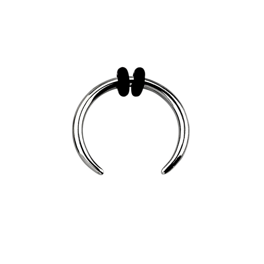 Septum Pincher Nose Ring with 2 Black O-Rings - Stainless Steel