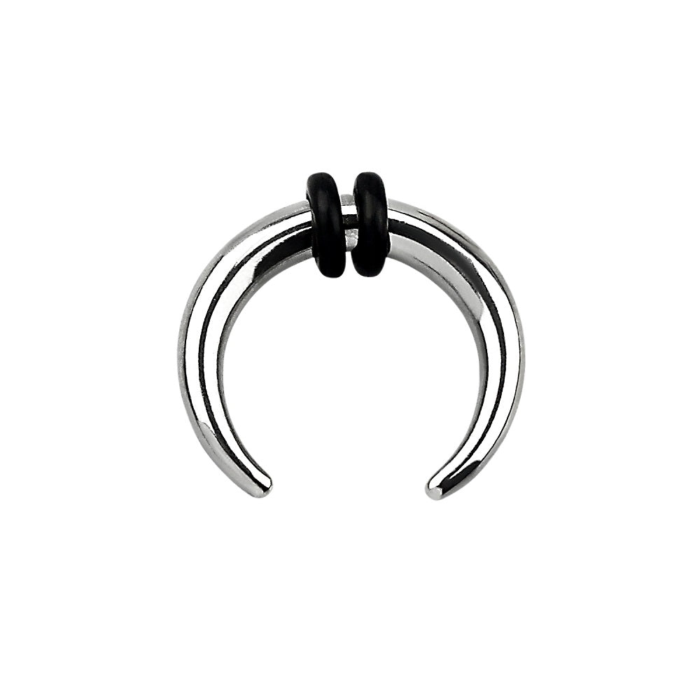 Septum Pincher Nose Ring with 2 Black O-Rings - Stainless Steel