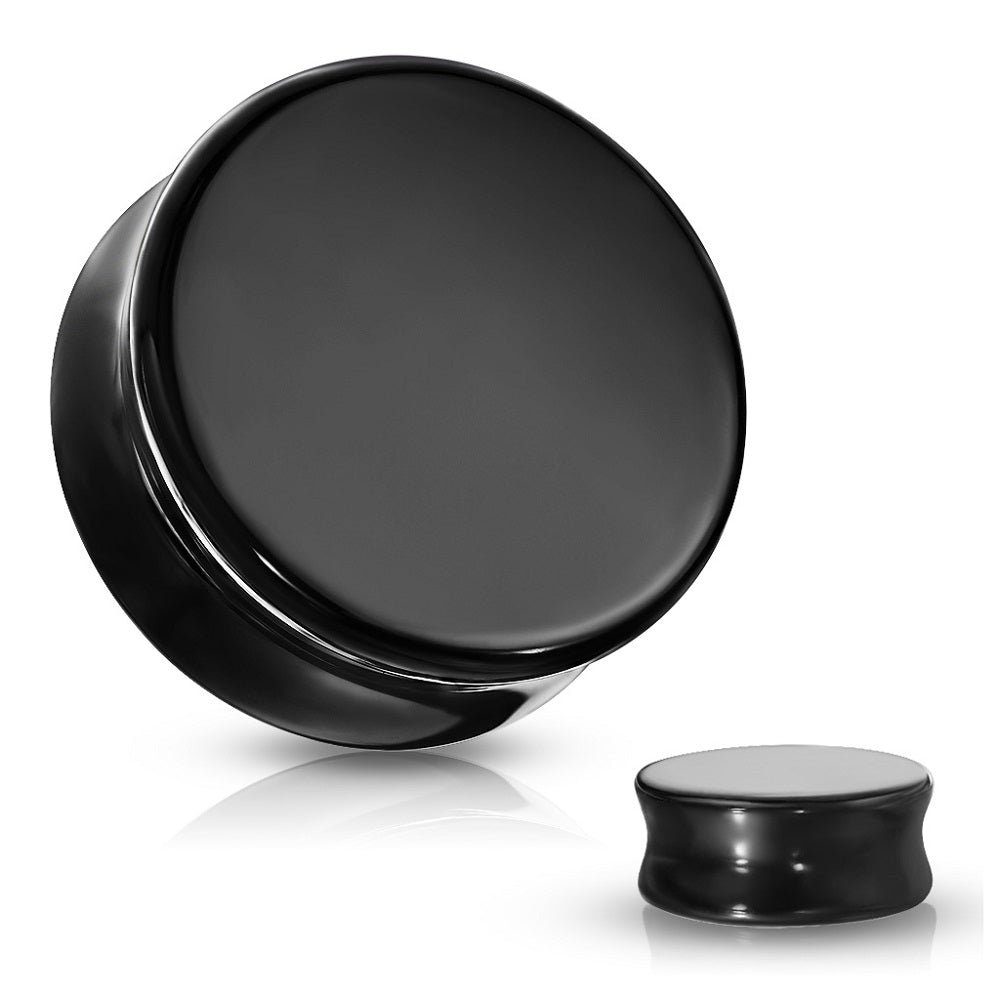 Natural Black Obsidian Stone Double Flared Plug Gauges - Pair