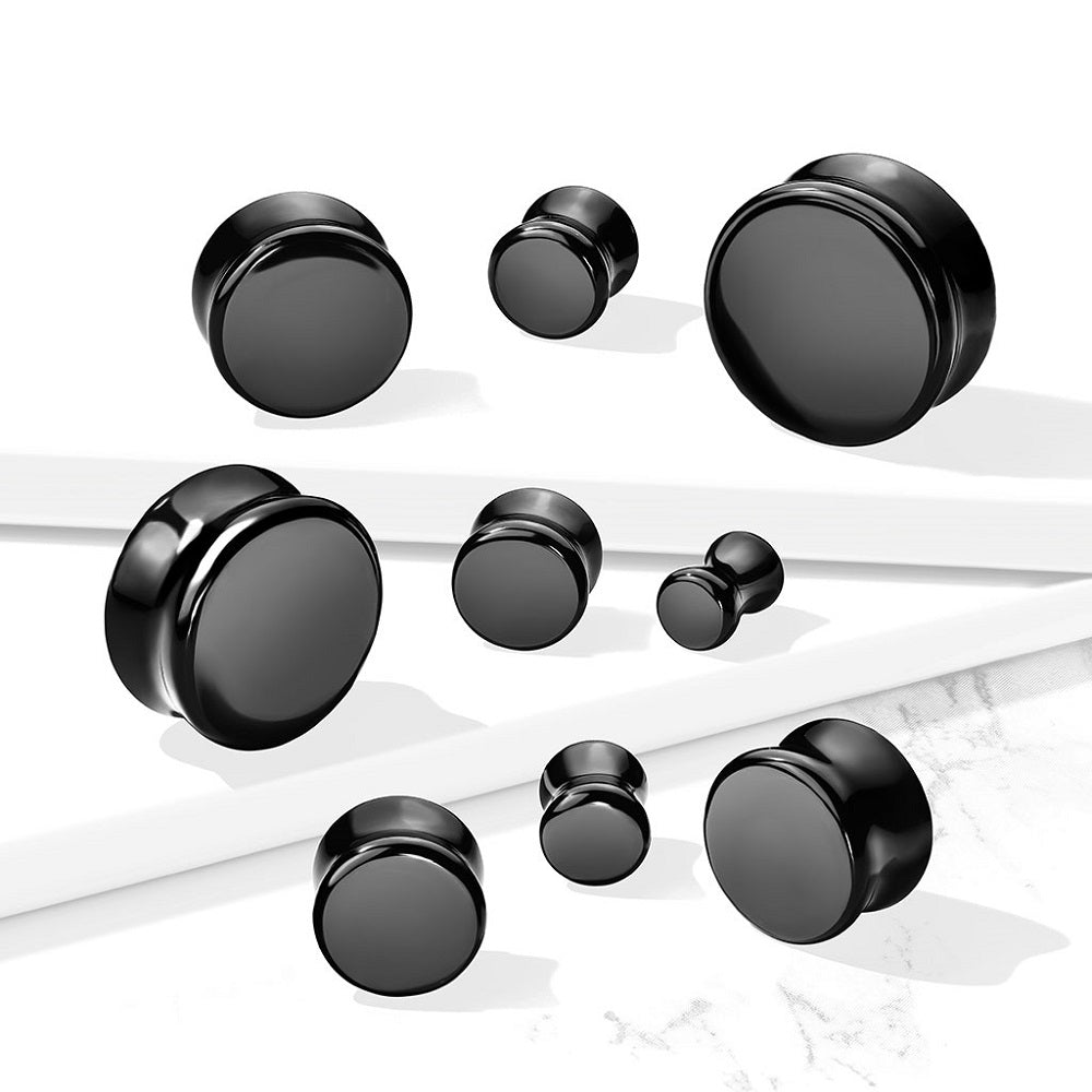 Natural Black Obsidian Stone Double Flared Plug Gauges - Pair