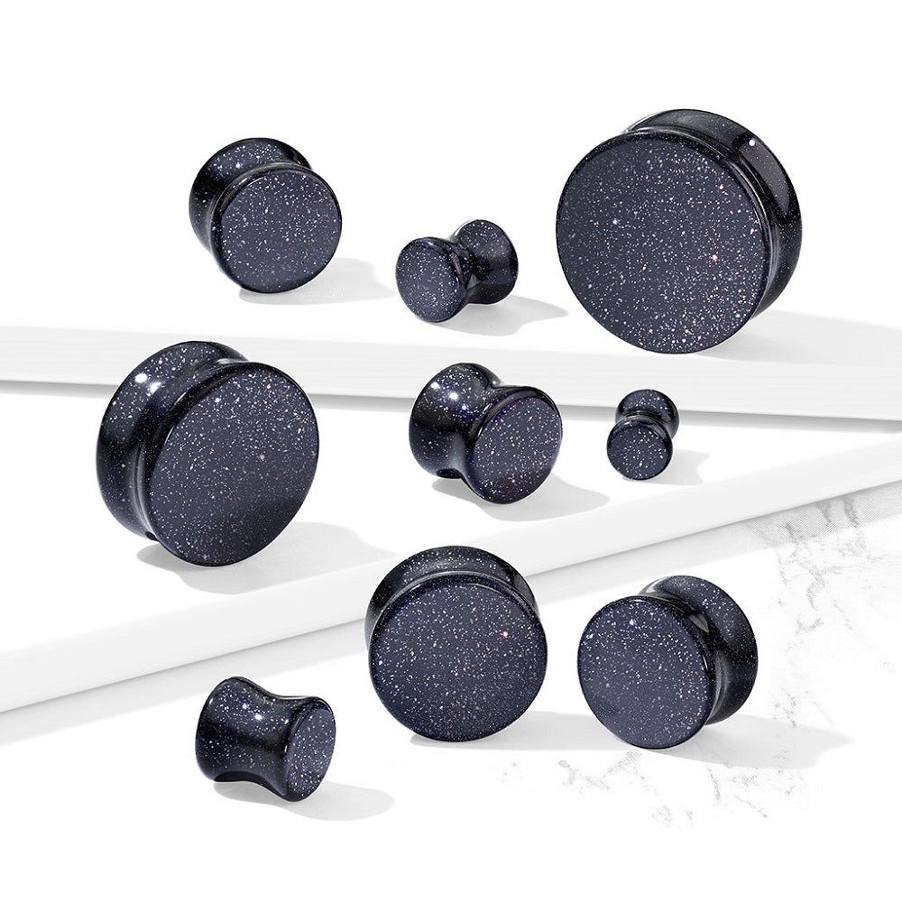 Natural Blue Sand Stone Double Flared Saddle Plug Gauges