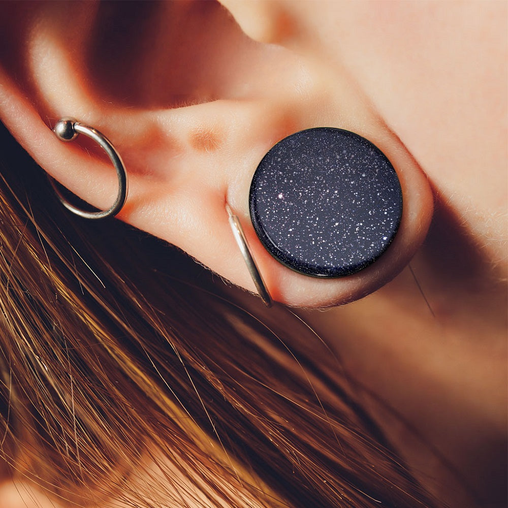 Natural Blue Sand Stone Double Flared Saddle Plug Gauges
