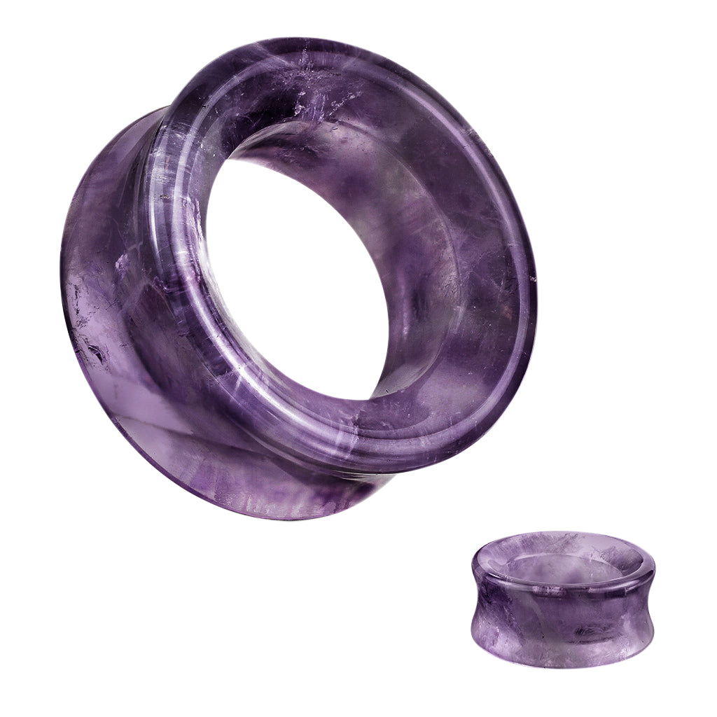 Natural Amethyst Stone Double Flared Saddle Tunnels - Pair