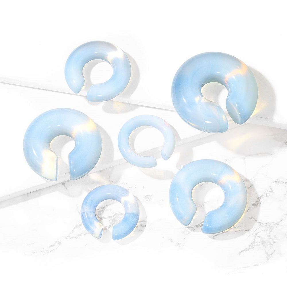 Opalite Stone Hoop Plugs