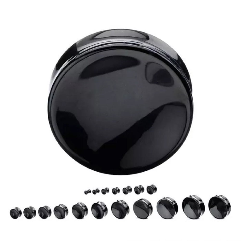 Black Onyx Natural Stone Double Flared Saddle Plugs - Pair