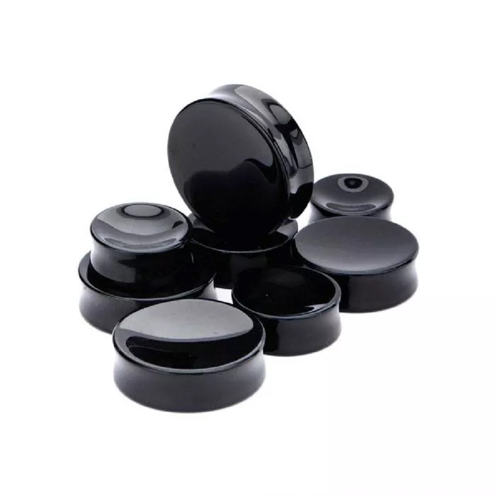 Black Onyx Natural Stone Double Flared Saddle Plugs - Pair
