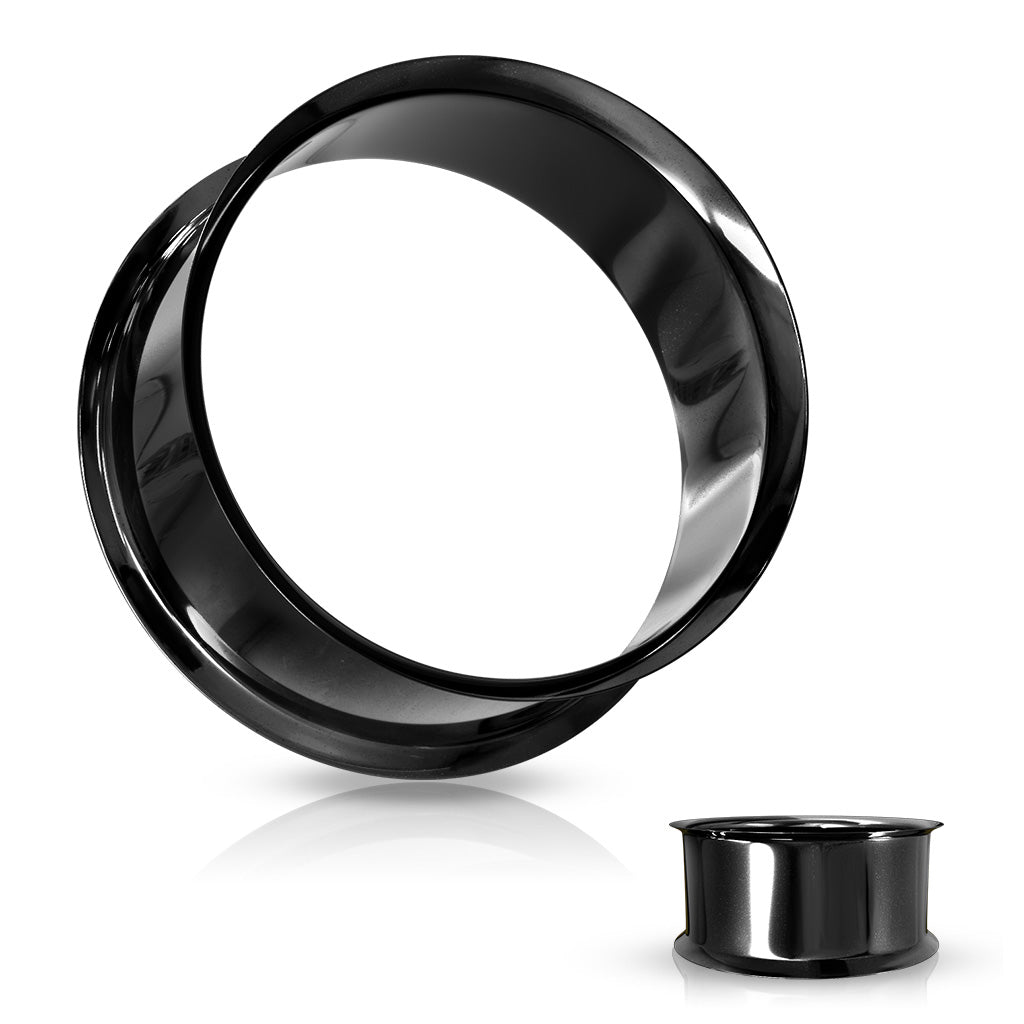 Black Double Flared Tunnels - PVD Plated 316L Surgical Steel - Pair