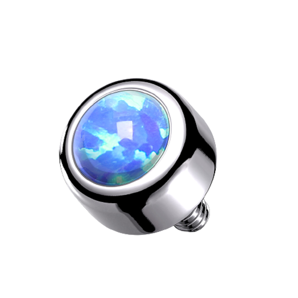 Bezel Set Round Synthetic Opal Internally Threaded Dermal Anchor Top
- G23 Implant Grade Titanium