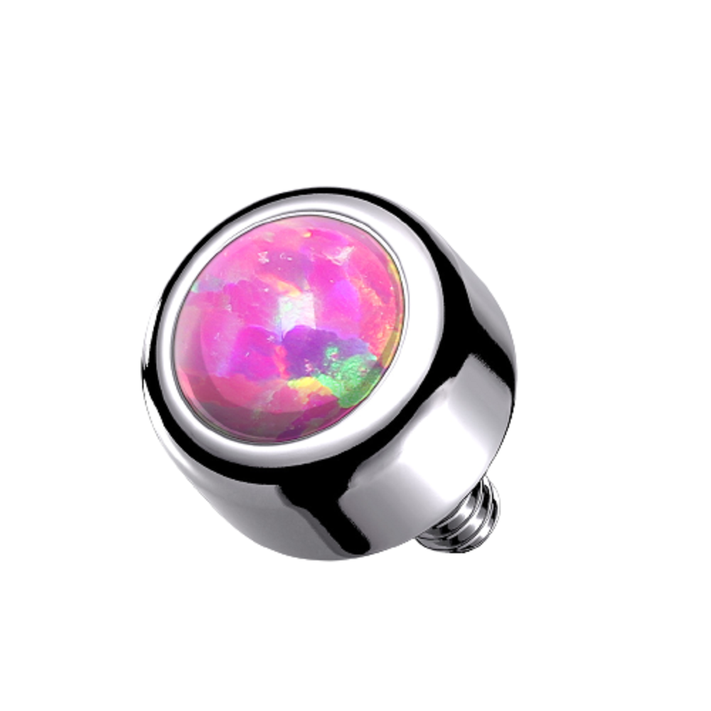 Bezel Set Round Synthetic Opal Internally Threaded Dermal Anchor Top
- G23 Implant Grade Titanium