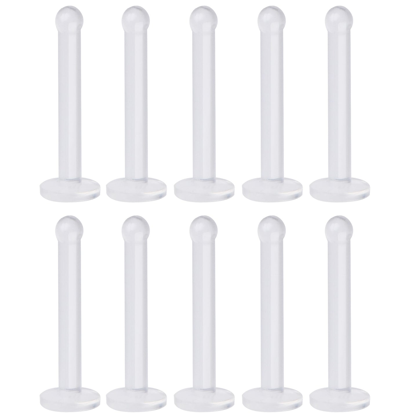 Set of 10 Clear Bioflex Flat Head Nose Stud Retainers