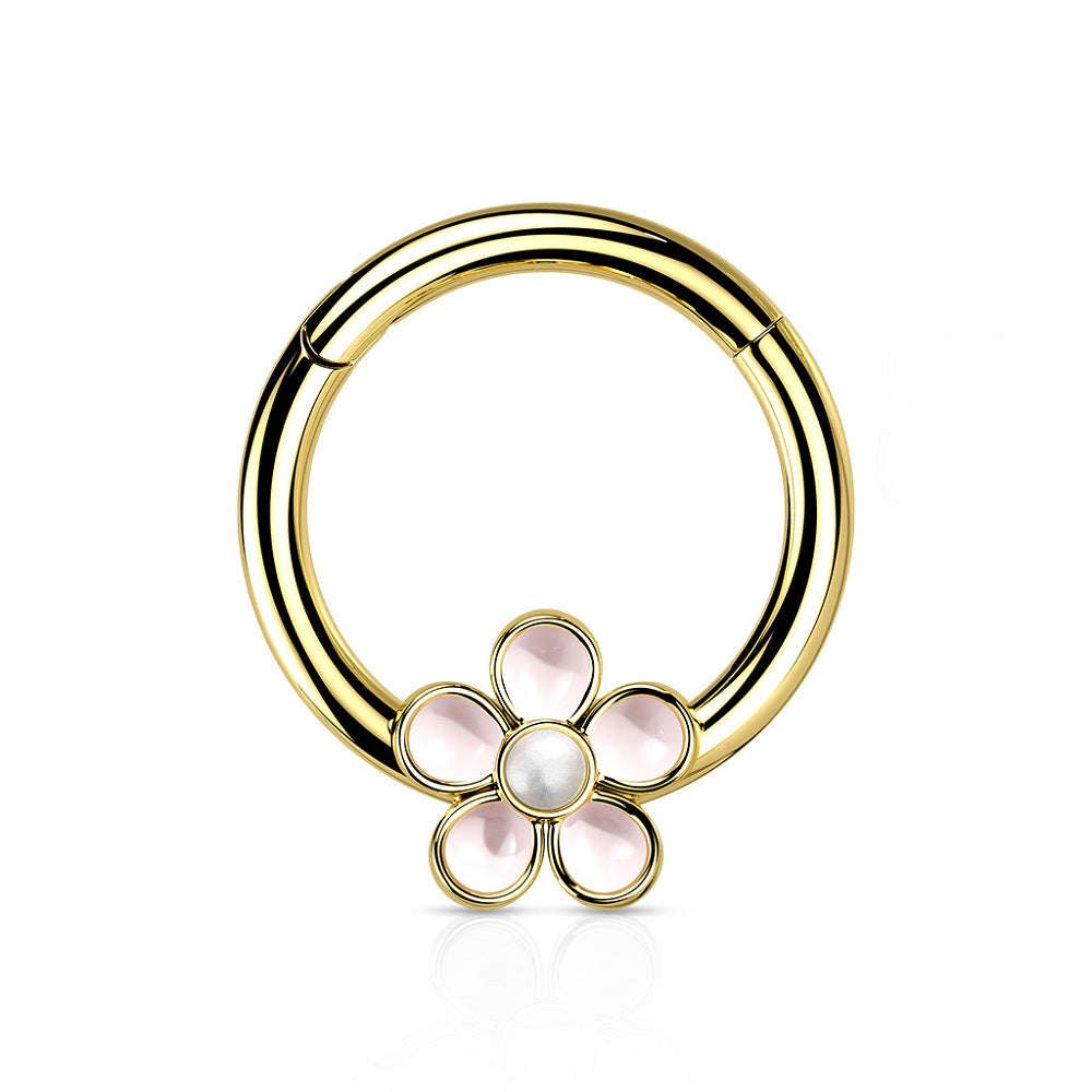 Precision All Enamel Pink Flower Hinged Segment Ring
- 316L Stainless Steel
