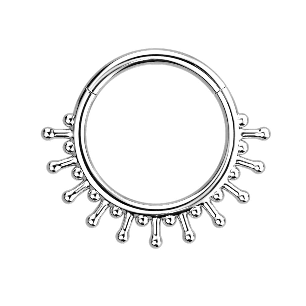 Precision Beaded End Lines with Beads In Between Hinged Segment Ring - 316L Stainless Steel