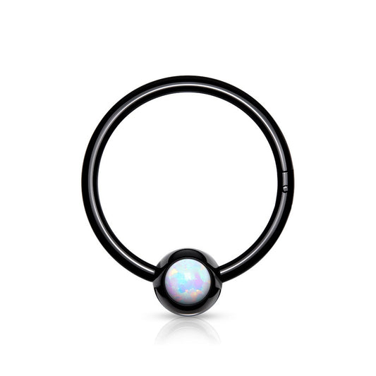 Synthetic Opal Ball Hinged Segment Ring - Stainless Steel