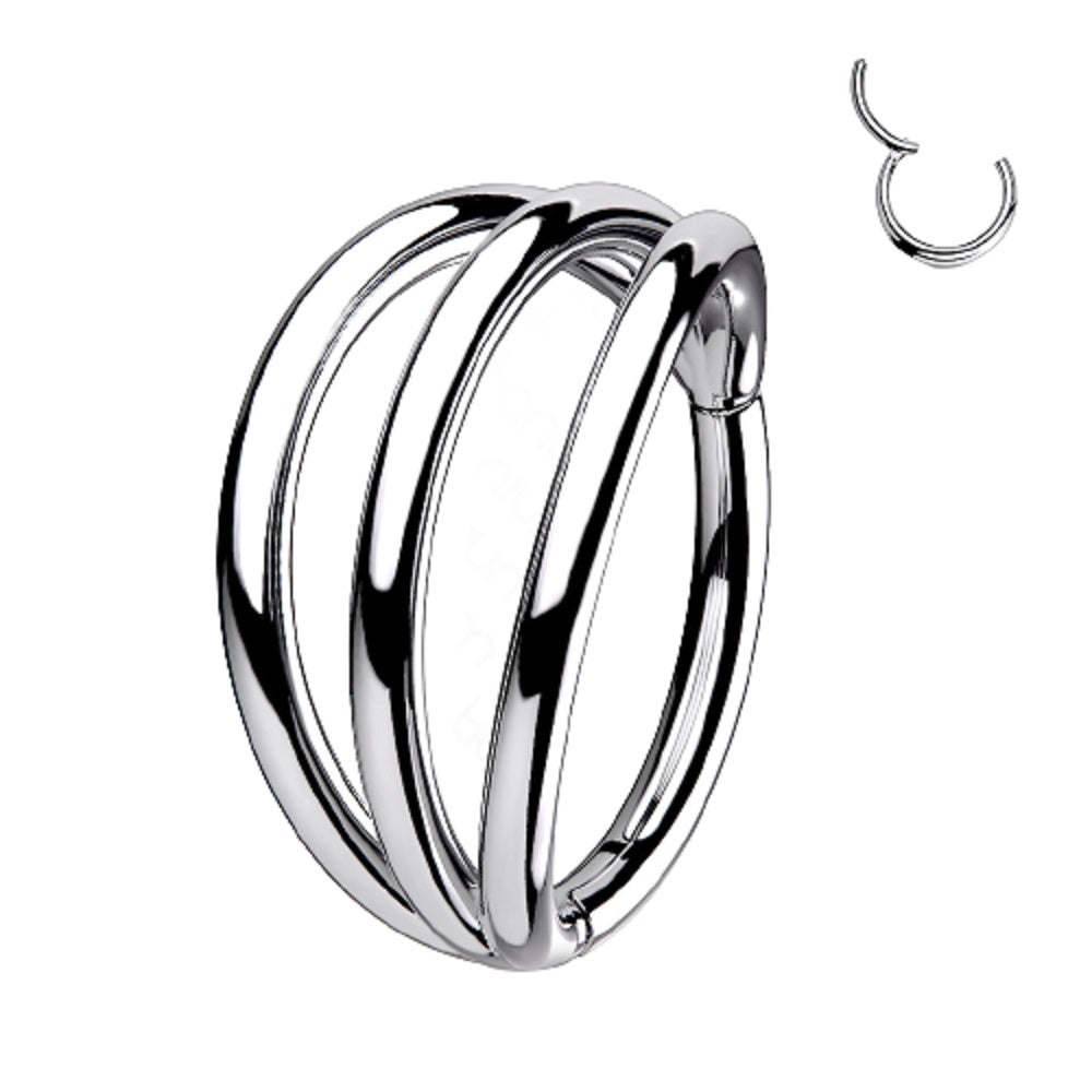 Open Stack Triple Hoop Hinged Segment Ring - G23 Implant Grade Titanium