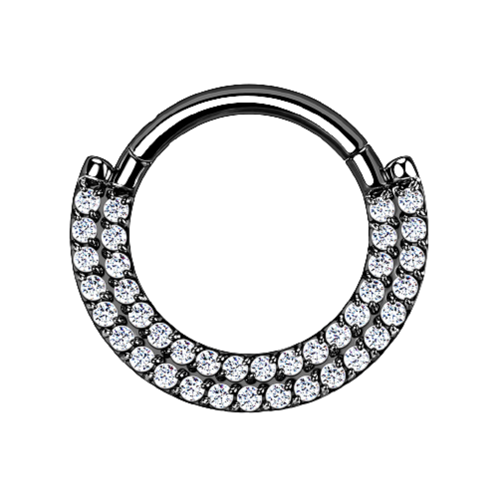 Double CZ Crystal Lined Cartilage Helix Daith Septum Hinged Segment Ring
- G23 Implant Grade Titanium
