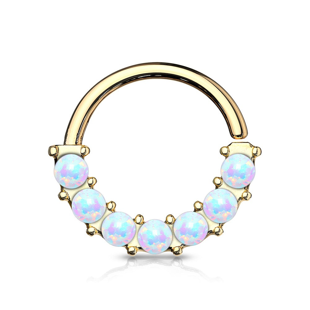 Multi Synthetic Opal Front Facing Bendable Ring - Stainless Steel