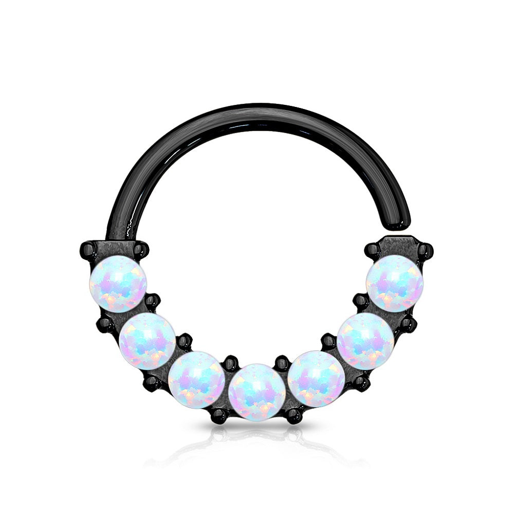 Multi Synthetic Opal Front Facing Bendable Ring - Stainless Steel